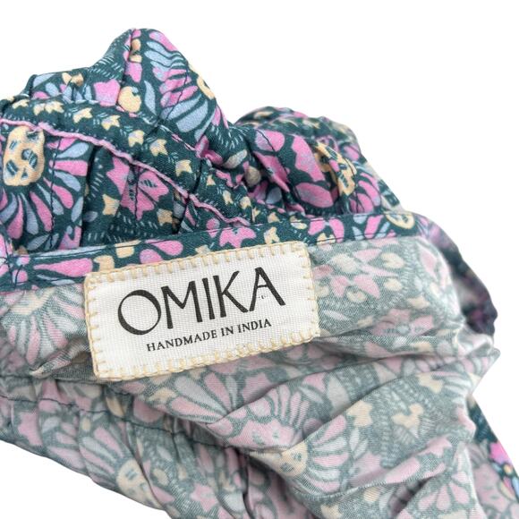 Omika Adaline Top Sleeveless Smocked Peplum Floral Print Blue Pink Green Size XS - Picture 9 of 9
